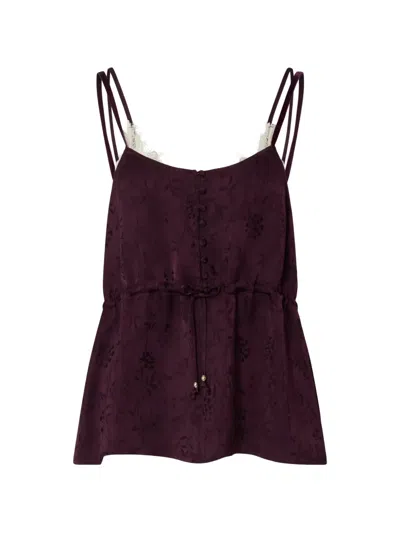 Liu •jo Jacquard Satin Lingerie Top In Brown