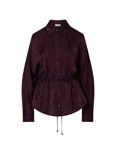 Liu •jo Jacquard Satin Shirt In Burgundy