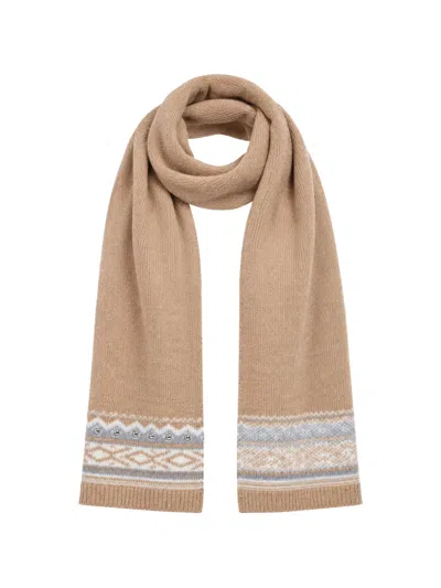 Liu •jo Jacquard Scarf With Jewel Embroidery In Brown