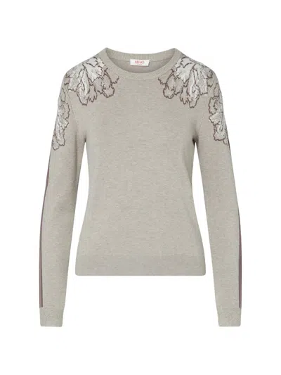 Liu •jo Jacquard Sweater In Gray