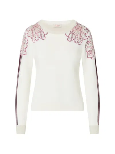 Liu •jo Jacquard Sweater In White