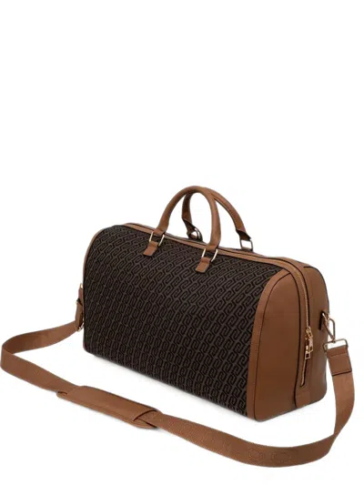 Liu •jo Jacquard Travel Duffel Bag In Brown