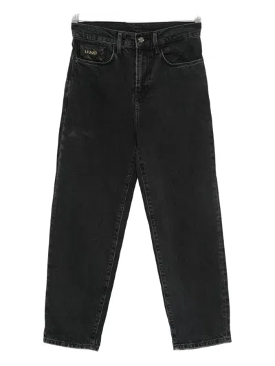 Liu •jo Logo-plaque Straight-leg Jeans In Black