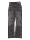 Liu •jo Jeweled Straight Leg Trousers In Black