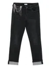 Liu •jo Straight-fit Black Jeans With Decorative Chain Detail In Black