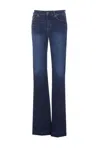 Liu •jo Flare High Waist Trousers With Rivet Accents In Blue