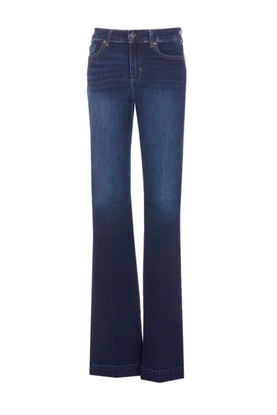 Liu •jo Flare High Waist Trousers With Rivet Accents In Blue