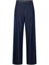Liu •jo Liu Jo Wide-leg Denim Jeans With Belted Waist And Decorative Stitch In Blue