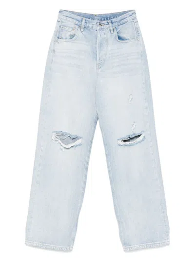 LIU •JO LIU JO COTTON  JEANS LIGHT BLUE DENIM WITH RIPS