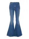 Liu •jo Flared Denim Jeans With Front And Back Pockets In Azul