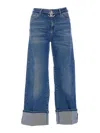 Liu •jo Wide Cuffs Denim Jeans Trousers With 5 Pockets In Azul