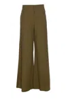 Liu •jo Wide-leg Flared Trousers With Back And Side Pockets In Green