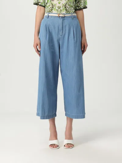 Liu •jo Liu Jo Wide-leg Denim Jeans With Pleat Detailing In Blue