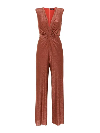 Liu •jo Lurex Jersey Jumpsuit In Red