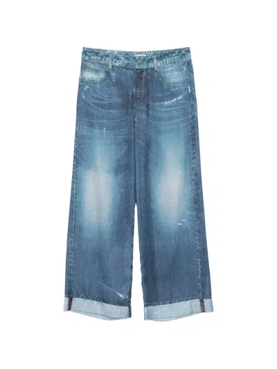 Liu •jo Jeans-print Trousers In Blue