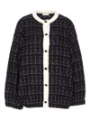 Liu •jo Jewel-button Tweed Jacket In Black