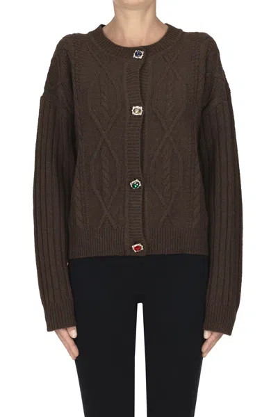 Liu •jo Jewel Button-fastenings Cardigan In Brown