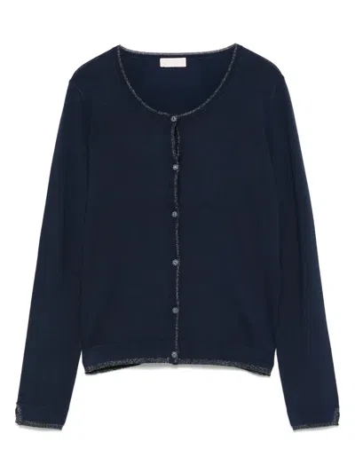Liu •jo Jewel-buttons Cardigan In Blue