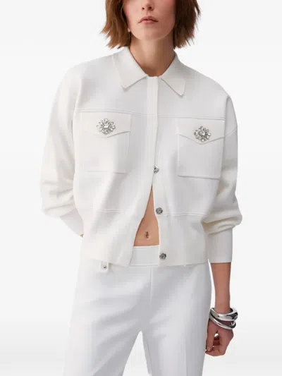 Liu •jo Jewel-embellished Knitted Jacket In White