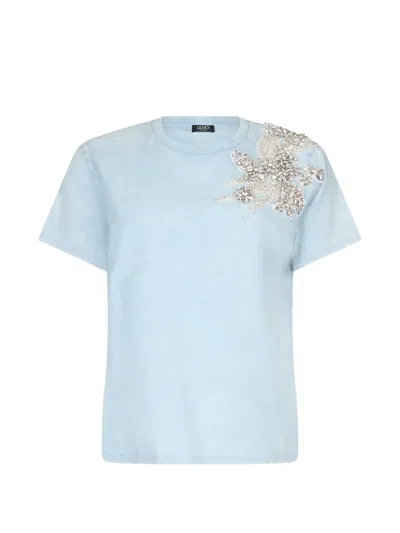 Liu •jo Jewel-embellished T-shirt In Blue