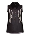 Liu •jo Liu Jo Jewel-embellished Tulle Blouse In Black