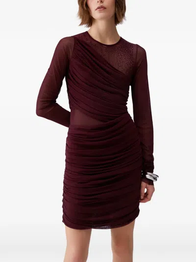 Liu •jo Jewel-embroidered Tulle Dress In Red