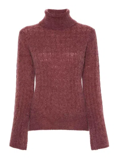 Liu •jo Cable-knit Sweater In Dark Red