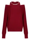 Liu •jo Jumper With Bejewelled Embroidery In Red
