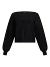 Liu •jo Liu Jo Cropped Sweater With Wide Neckline And Voluminous Sleeves In Black