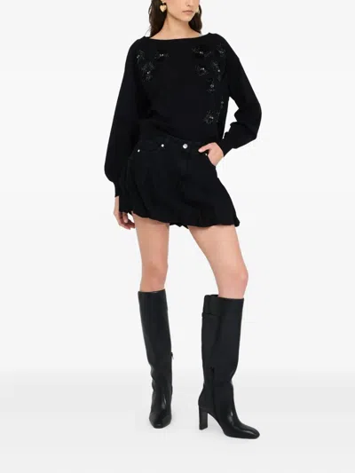 Liu •jo Jumper With Gemstones In Black