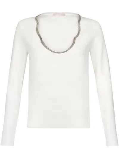 Liu •jo Jumper With Gemstones In White