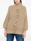 Liu •jo Jumper With Maxi-ruffles In Brown