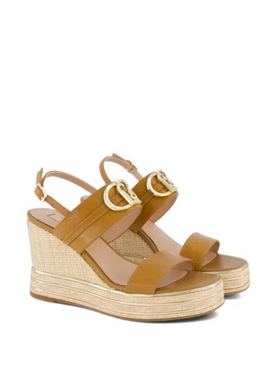 Liu •jo Karen 05 Logo-plaque Wedge Sandals In Multi