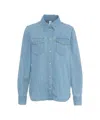 Liu •jo Liu Jo Kent Collar Denim Shirt With Rhinestone Applications In Blue