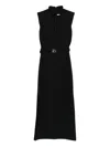 Liu •jo Key-hole Belted Midi Dress In Black