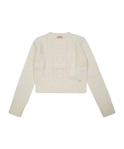 Liu •jo Liu Jo Kids Cable Knit Crewneck Jumper In White