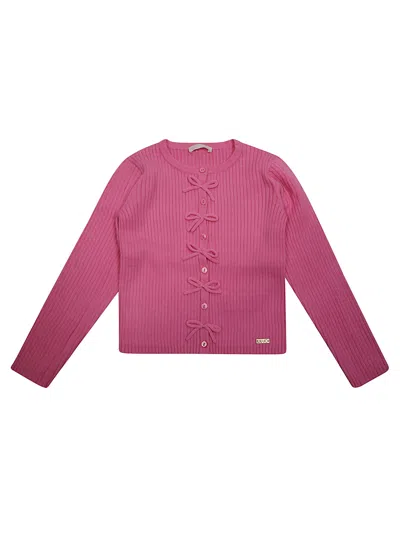 Liu •jo Liu Jo Kids Mini Cardigan With Bows In Fuxia