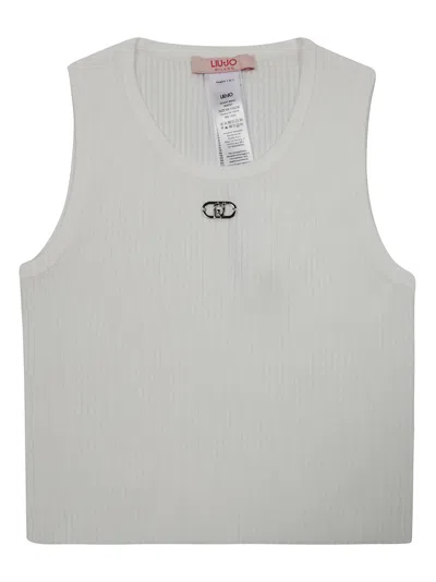 Liu •jo Liu Jo Kids Mini Crop Tank Top In Bianco