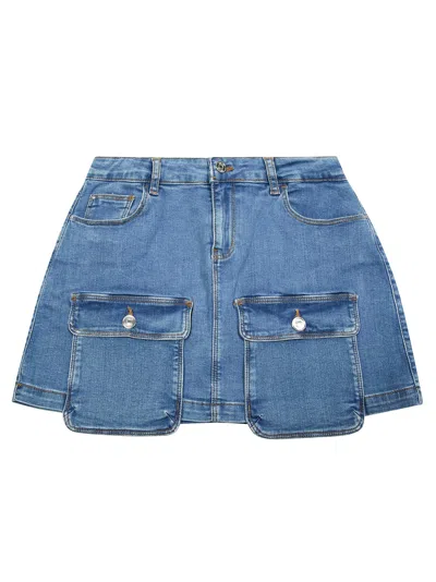 Liu •jo Liu Jo Kids Mini Denim Skirt For Kids In Blu