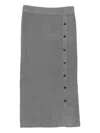 Liu •jo Knee-length Ribbed Knit Skirt With Decorative Buttons In Gray