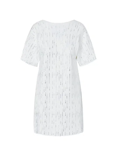 Liu •jo Knit Dress With Rhinestones In White