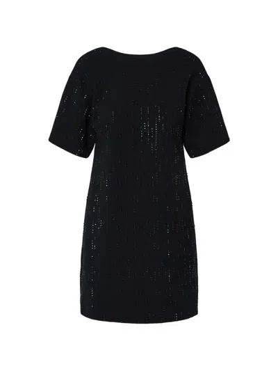 Liu •jo Knit Dress With Rhinestones In Black
