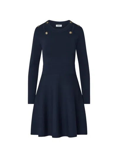 Liu •jo Knit Fit & Flare Dress In Blue