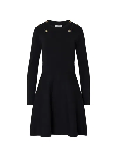 Liu •jo Knit Fit Flare Dress In Black