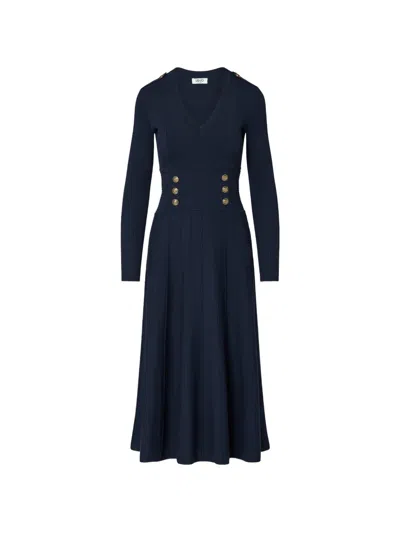 Liu •jo Knit Midi Dress In Blue