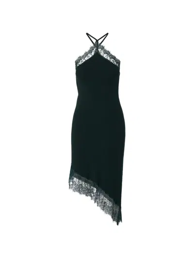 Liu •jo Knit Midi Dress With Lace In Green