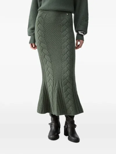 Liu •jo Knit Midi Skirt In Green
