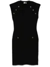 Liu •jo Buttoned Cap Sleeve Mini Dress In Black