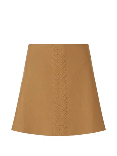 Liu •jo Knit Mini Skirt With Braided Details In Brown