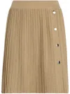 Liu •jo Gold Pleated Mini Skirt With Button Detailing In Neutrals